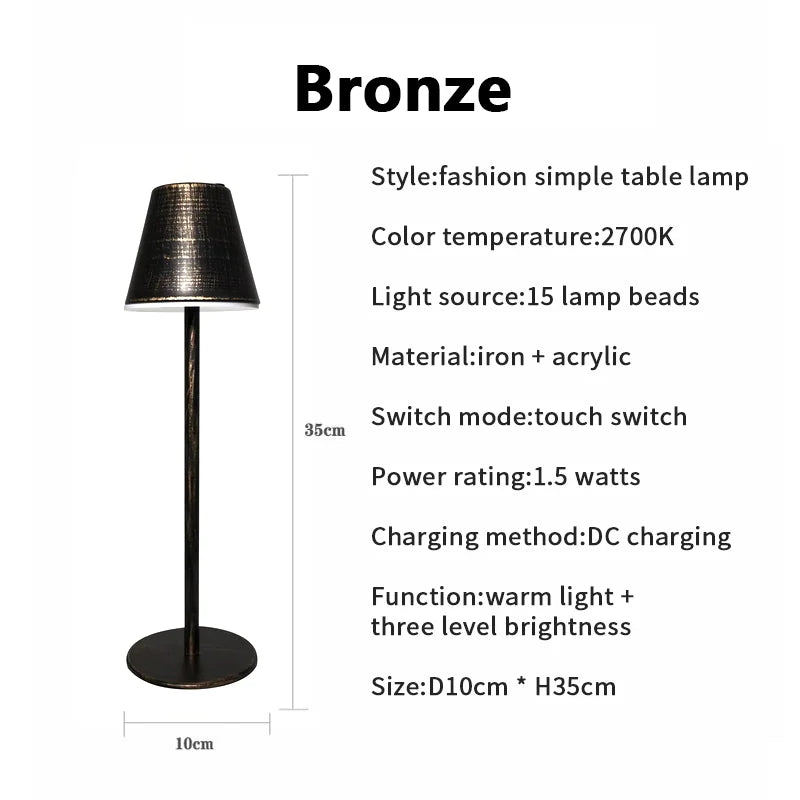 Savelle - Cordless Rechargeable Desk Lamp with Elegant Design