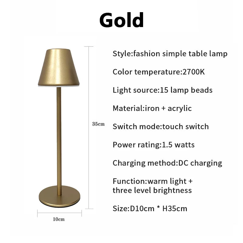 Savelle - Cordless Rechargeable Desk Lamp with Elegant Design