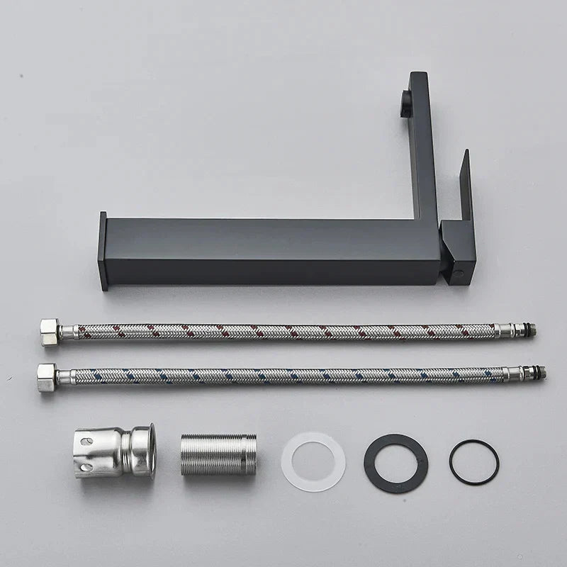 RivoFlow - Modern Black and Silver Basin Mixer Tap