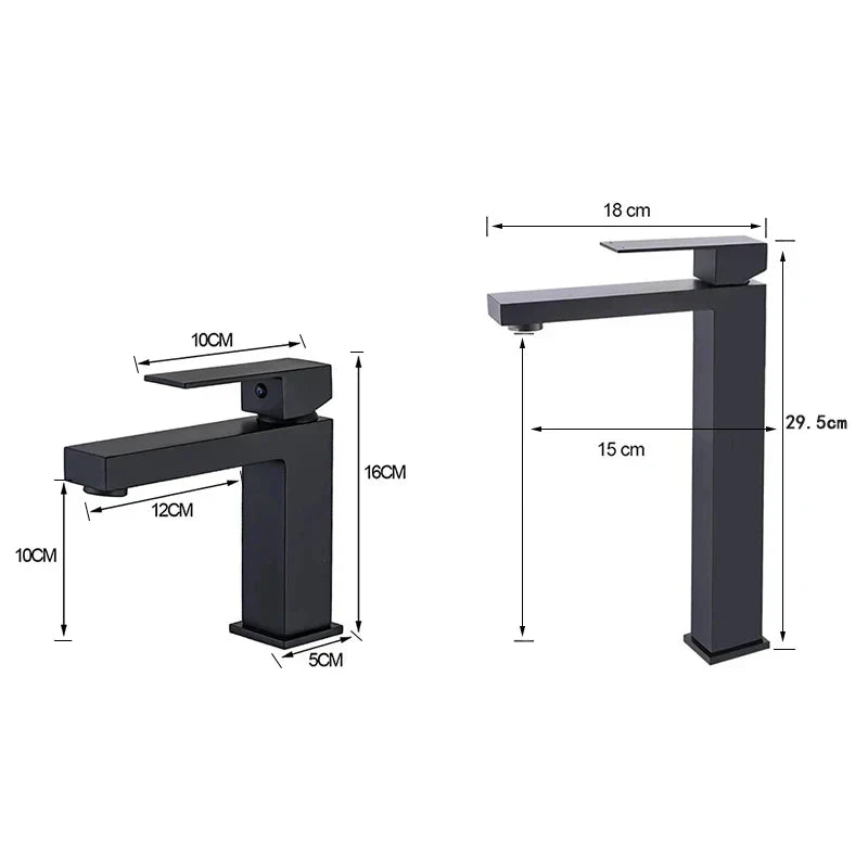 RivoFlow - Modern Black and Silver Basin Mixer Tap