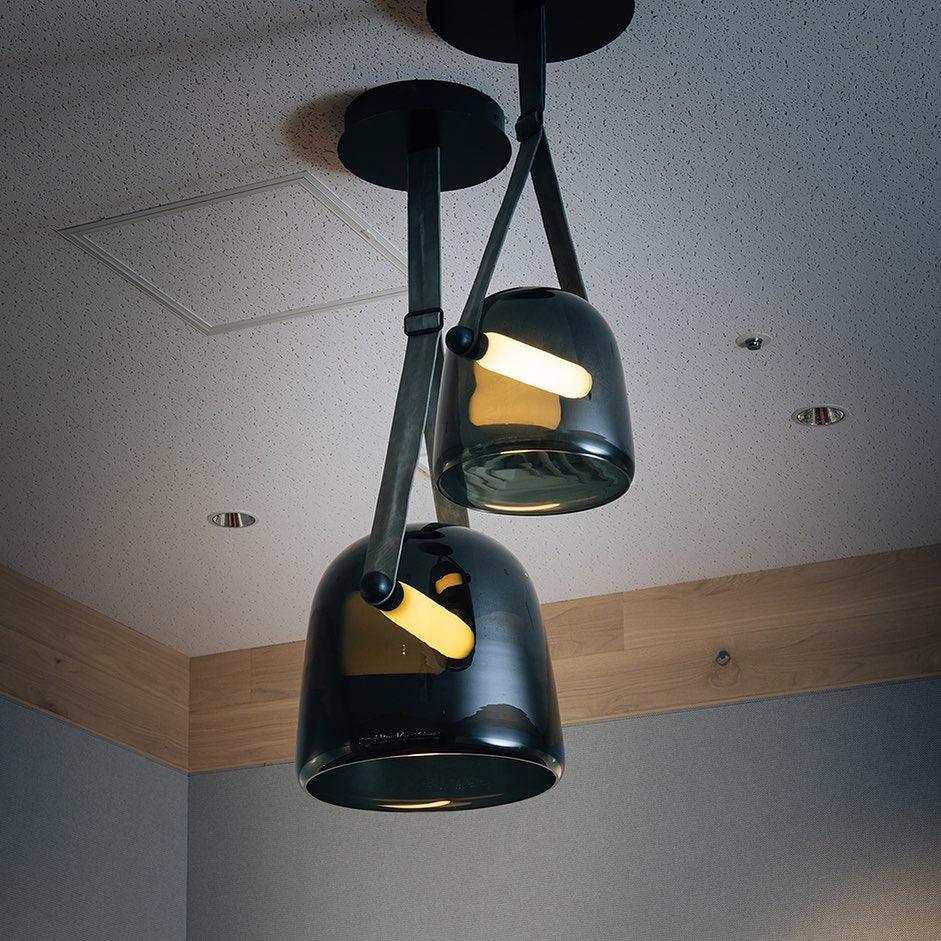 LunaMona - Modern Metal and Glass Pendant Light with Integrated LED
