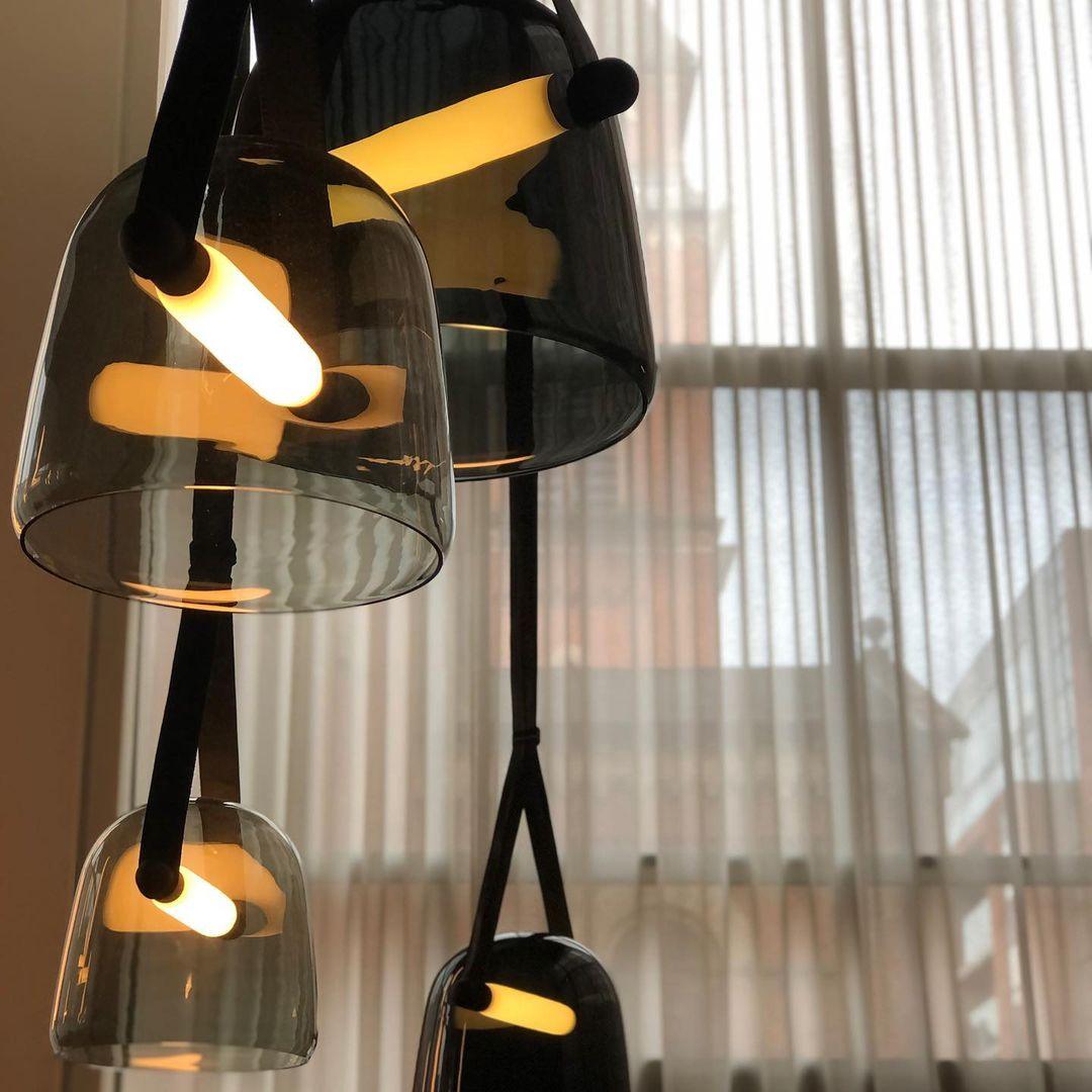 LunaMona - Modern Metal and Glass Pendant Light with Integrated LED