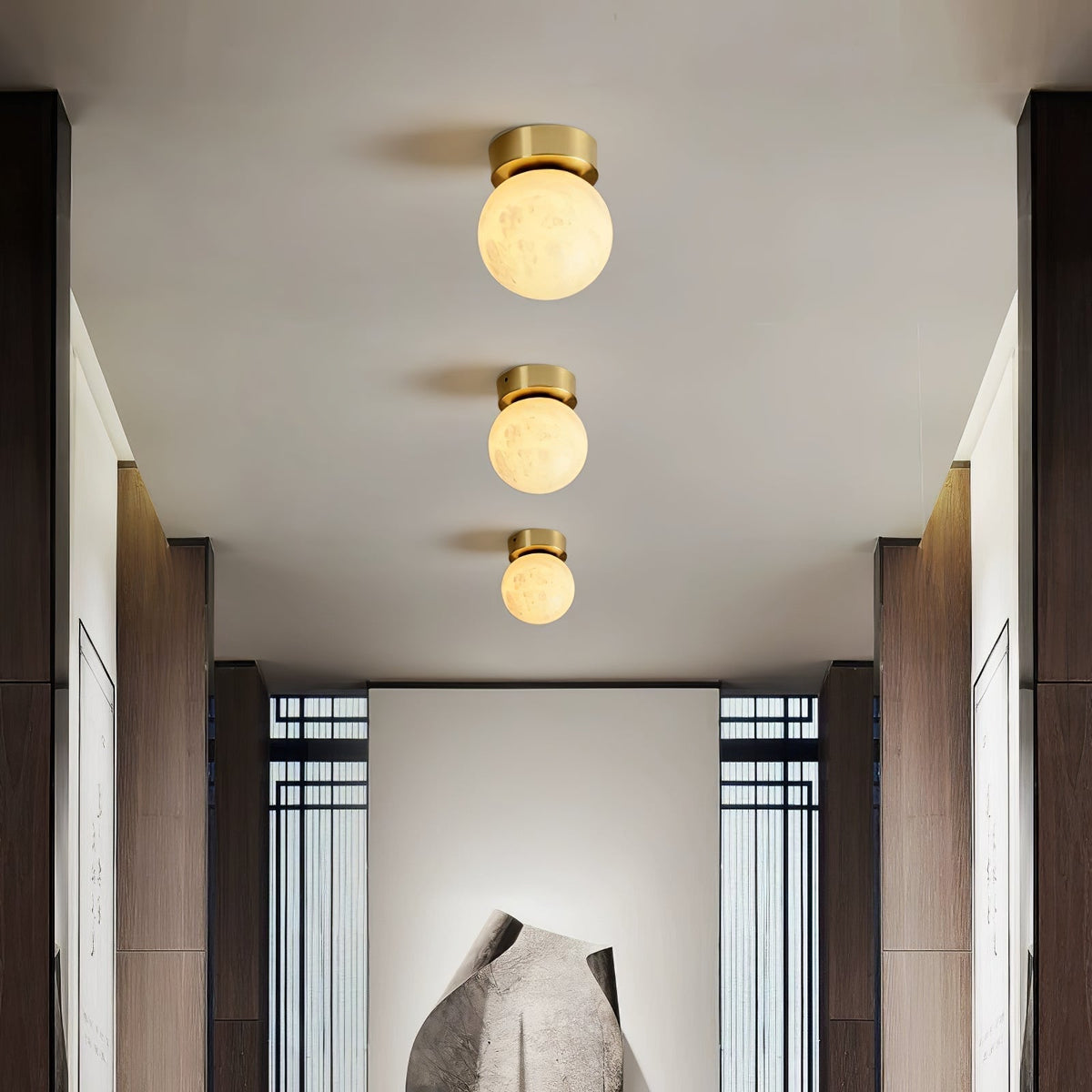 LumaBreeze - Modern LED Ceiling Light in Alabaster and Brass