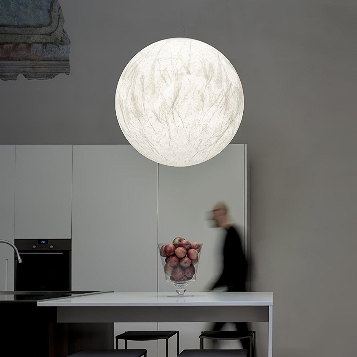 EclatSelene - Natural Silk Pendant Lamp for a Calming Ambiance