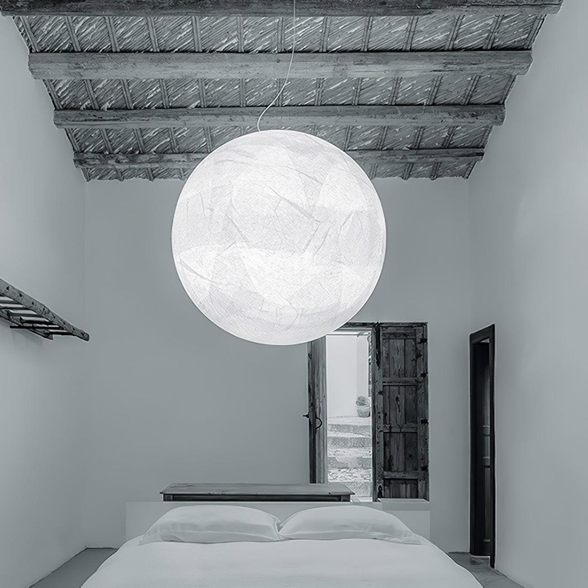 EclatSelene - Natural Silk Pendant Lamp for a Calming Ambiance
