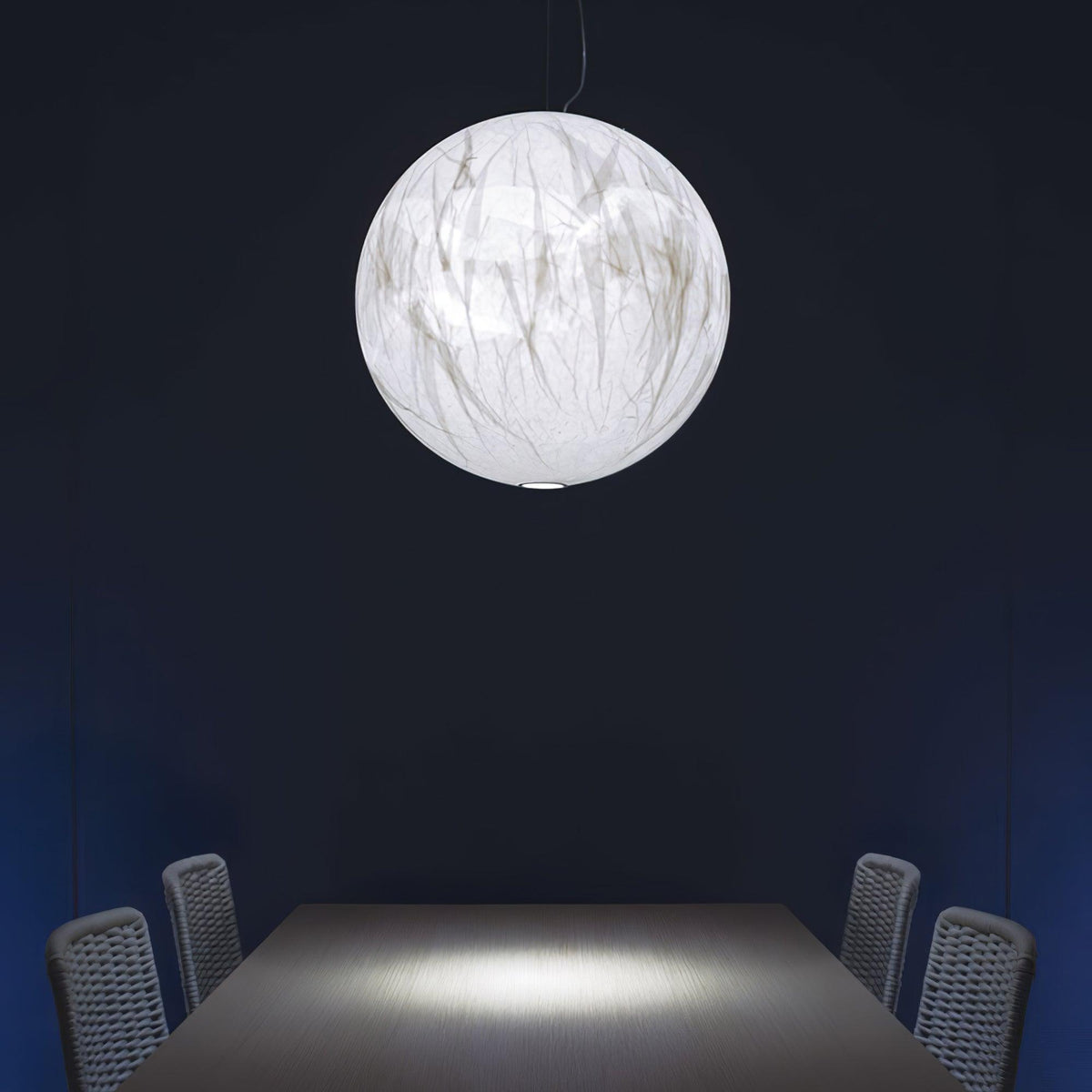 EclatSelene - Natural Silk Pendant Lamp for a Calming Ambiance