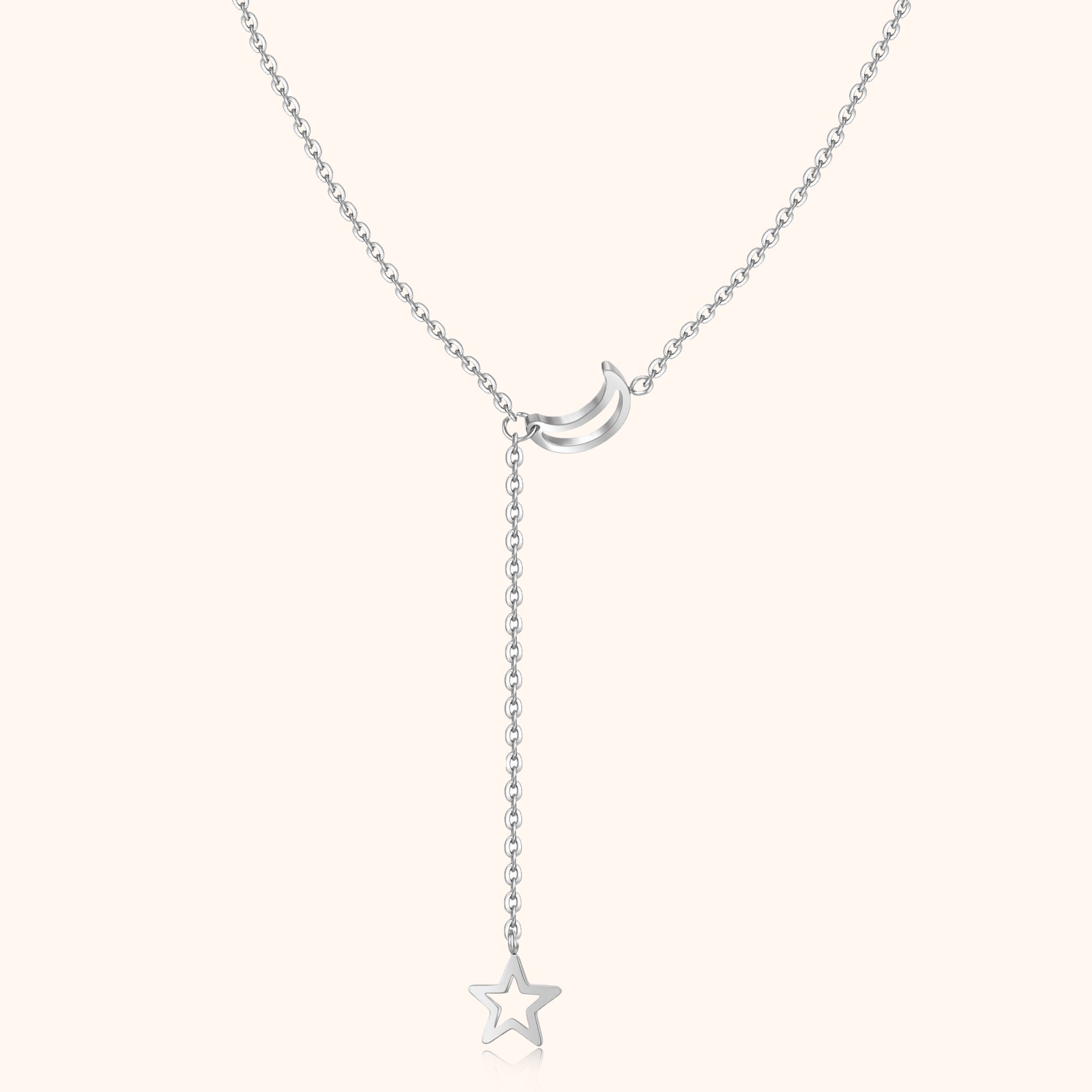 Nova - Collier lune et étoile en argent cosmique multicouche
