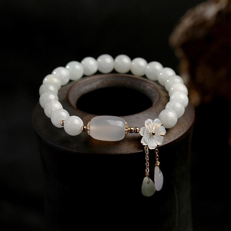 Serenity - Bracelet en jade, perles de jade vert naturel
