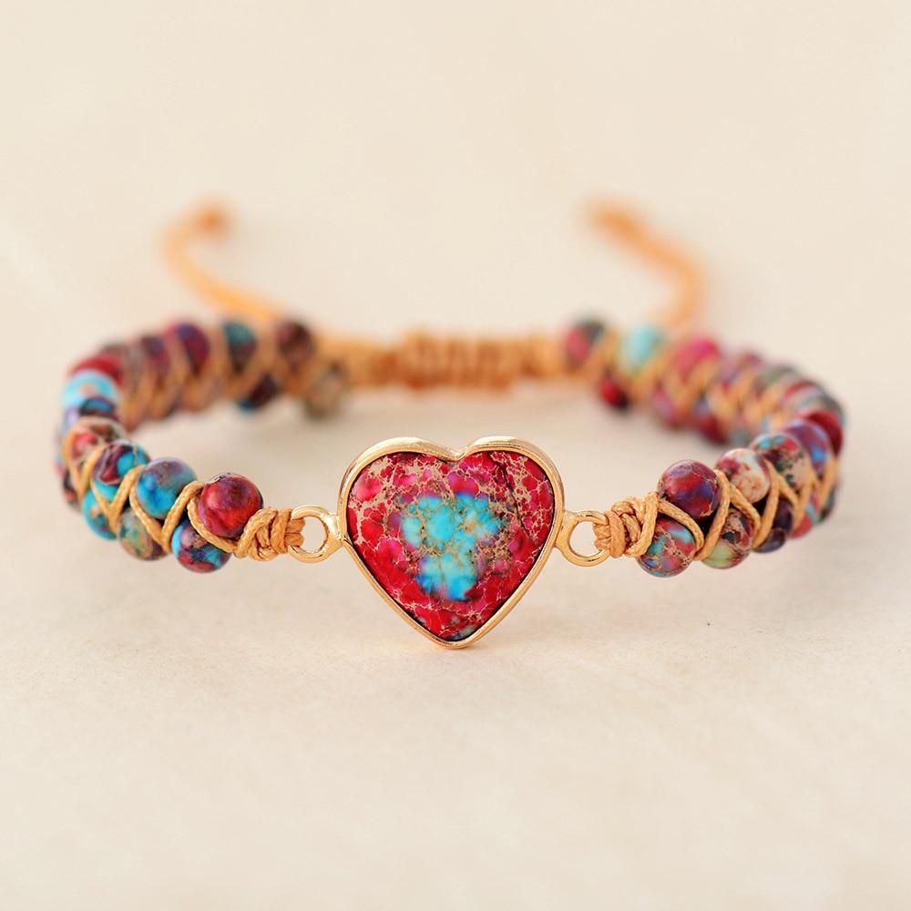 Amelie LoveStone - Bracelet en perles de jaspe naturel