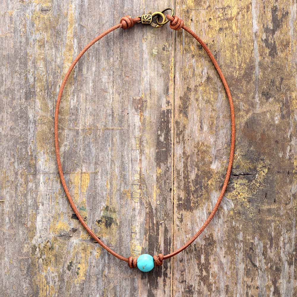 Calista - Collier ras-de-cou en turquoise naturelle