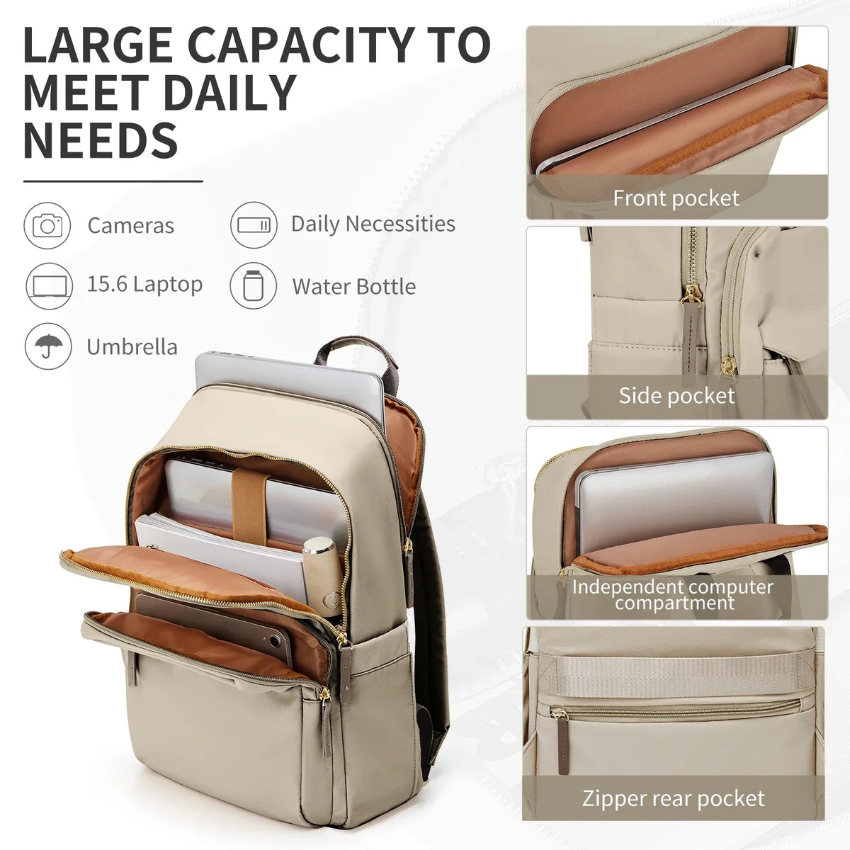 VenturePack - Spacious Water-Repellent Travel Backpack 20-35L