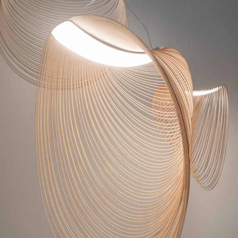 ScandiGlow Pendant - Elegant Scandinavian Wood and Glass Suspension Light