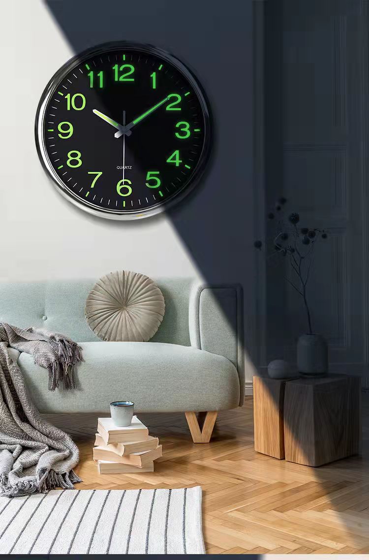 HushGlow - Silent Wall Clock 30 cm with Night Glow