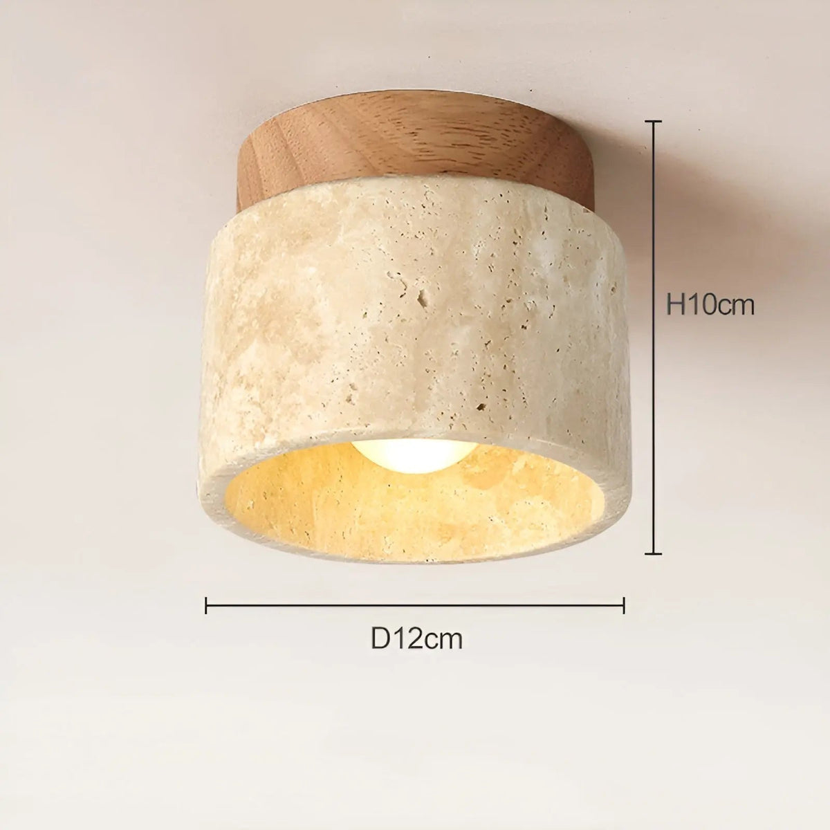 LumiZen Luxe - Japanese-Inspired LED Lamp in Travertine and Wood