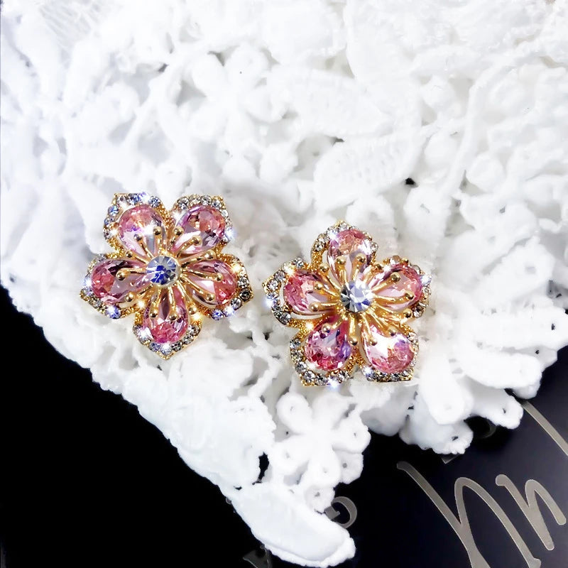 Jasmin - Boucles d'oreilles zircone arc-en-ciel en argent sterling