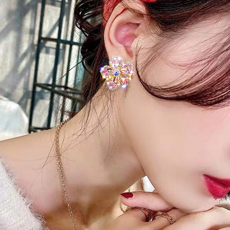Jasmin - Boucles d'oreilles zircone arc-en-ciel en argent sterling