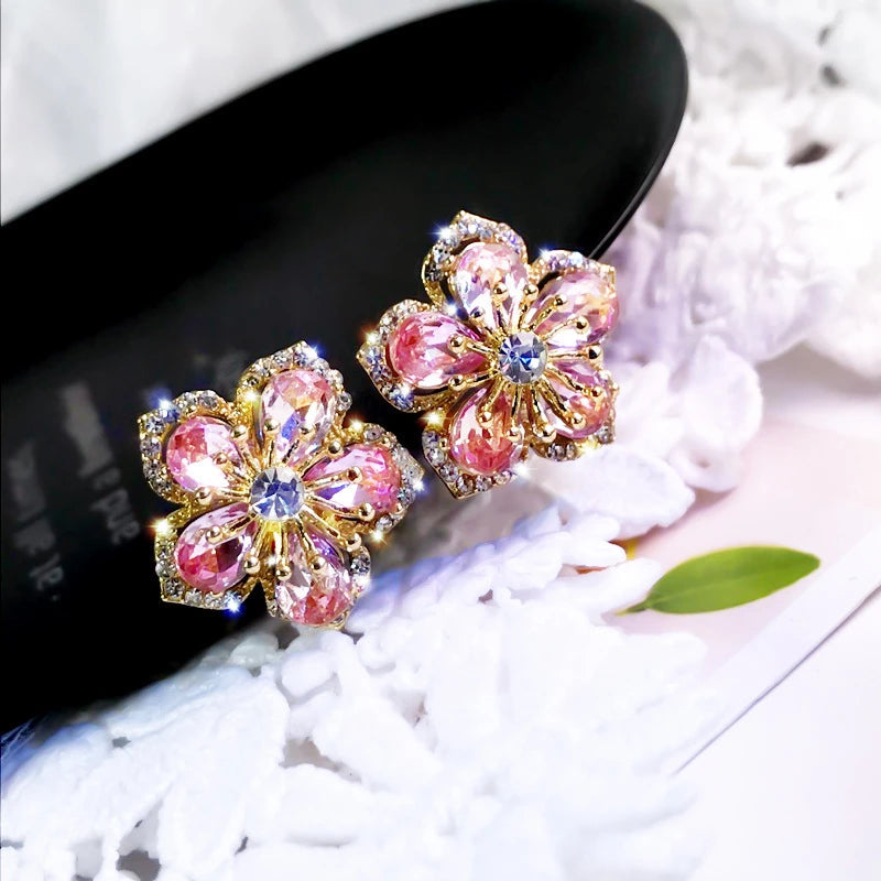 Jasmin - Boucles d'oreilles zircone arc-en-ciel en argent sterling