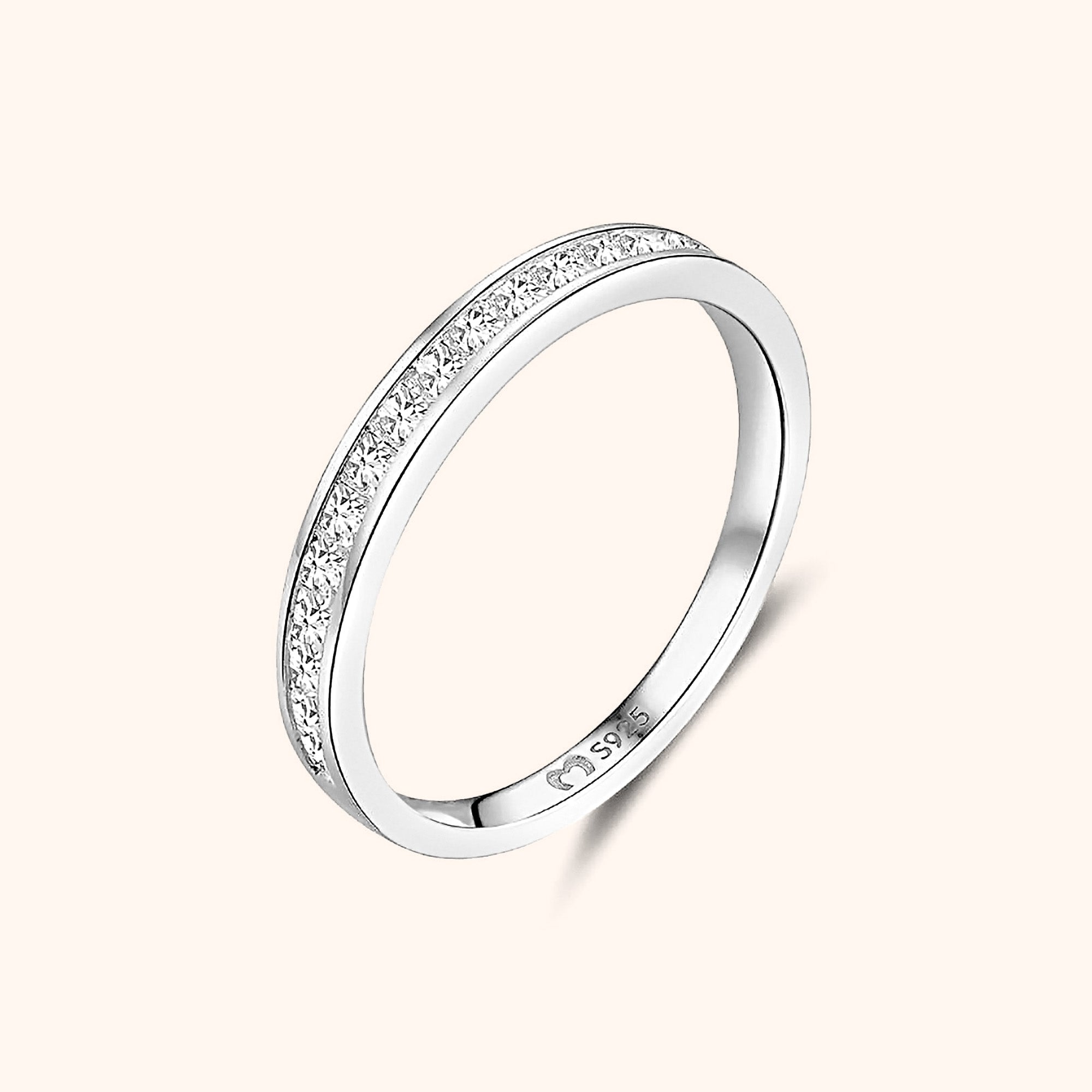 Amelia - Bague en zircone, argent 925 scintillant et intemporel