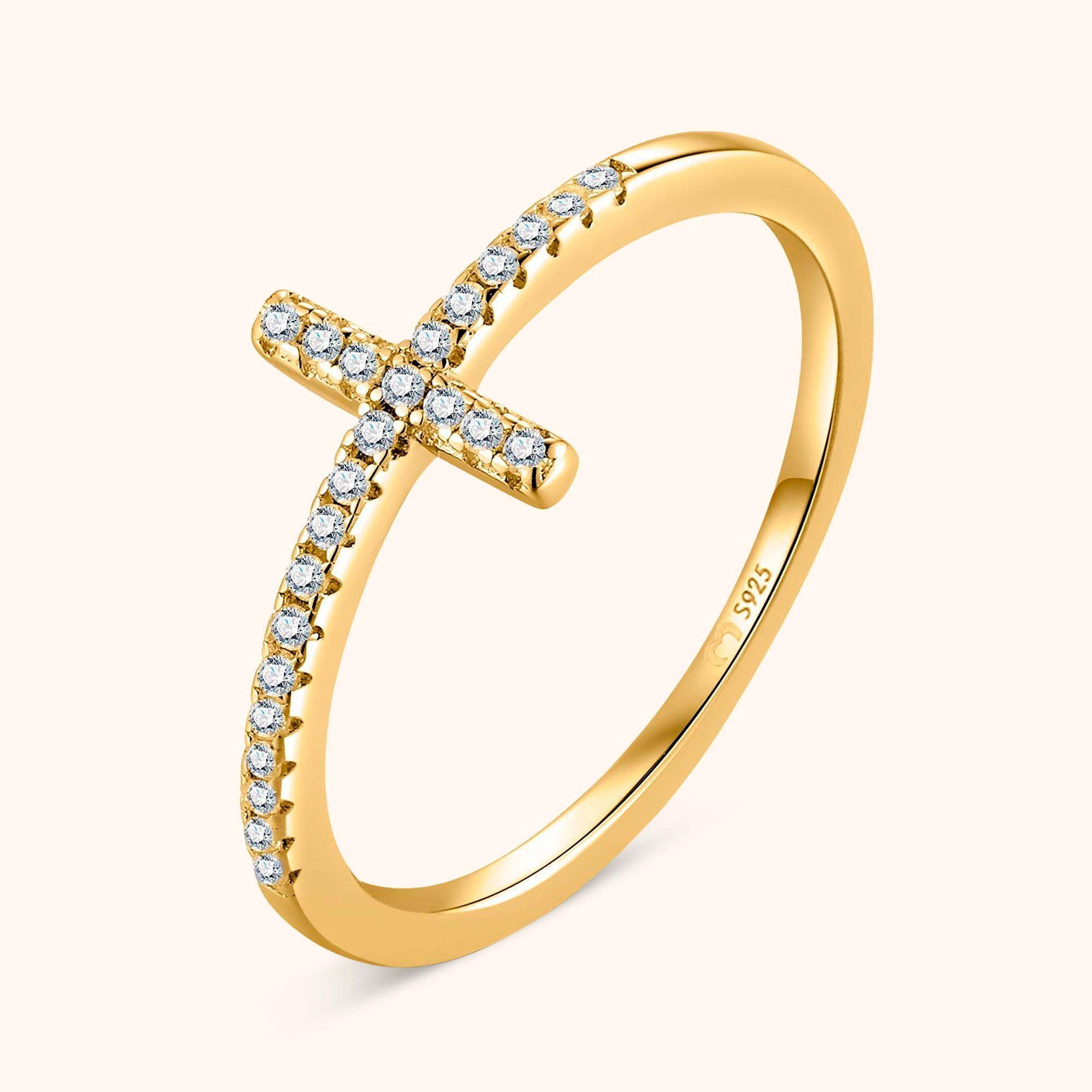 Faith - Bague croix en zircone, argent 925 alliant foi et style