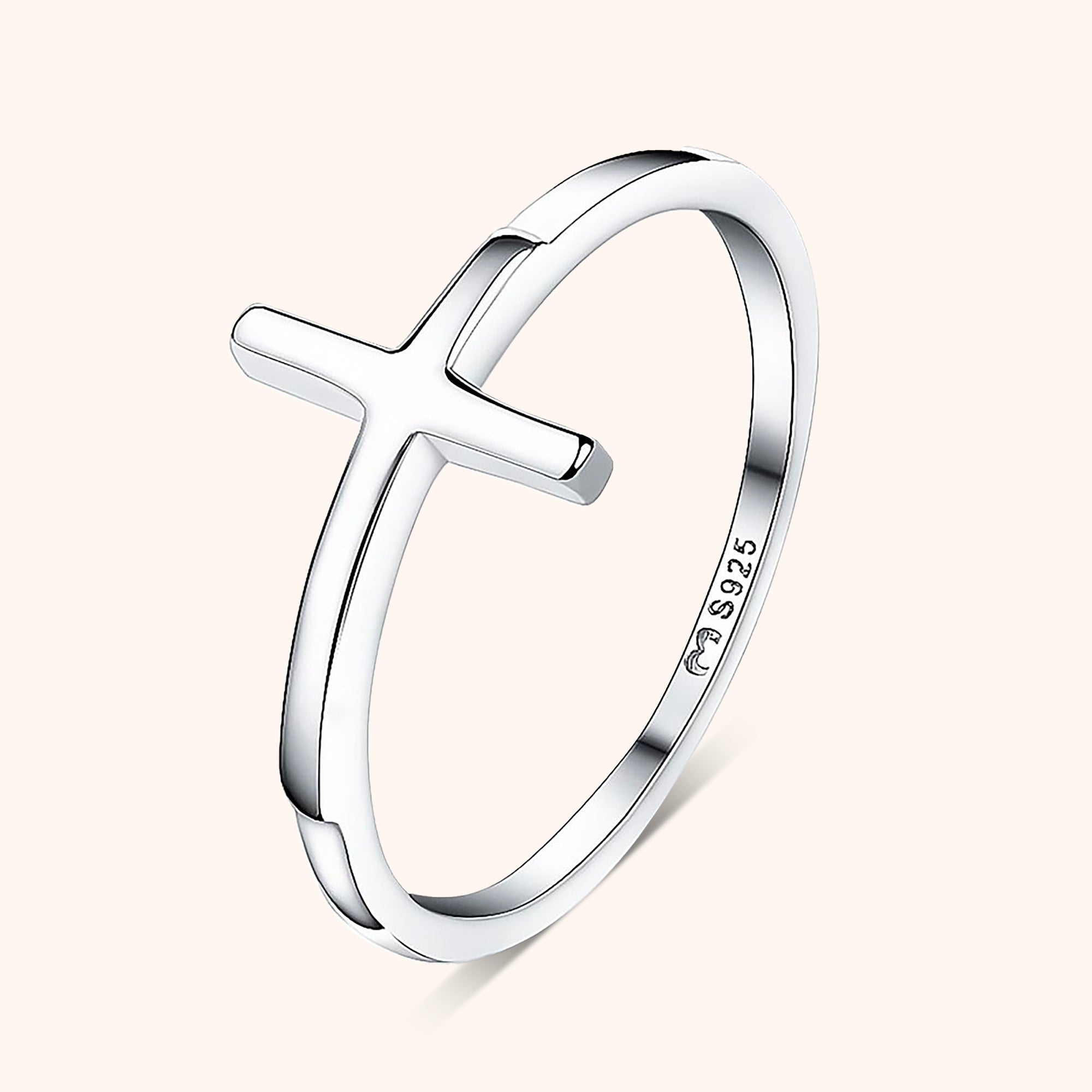 Amelie - Elegant Silver Spiritual Cross Ring