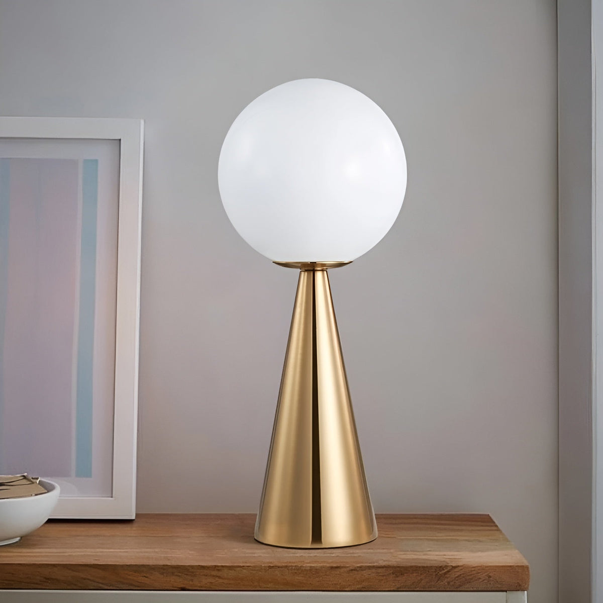 RadiantGlobe - Golden Glass Table Lamp for an Elegant Interior