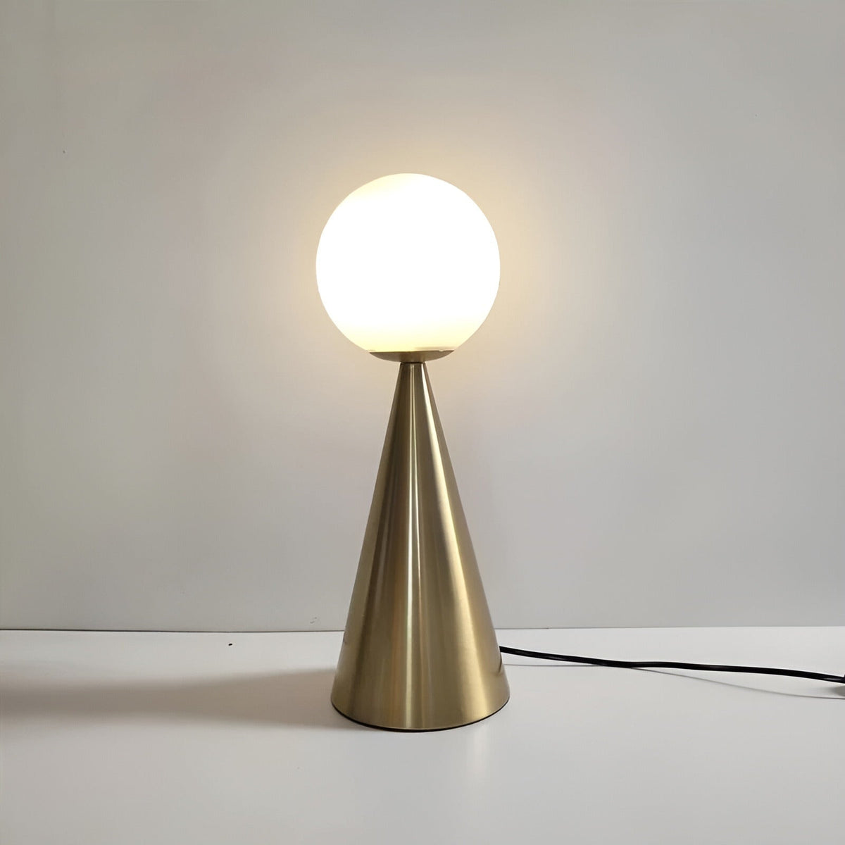 RadiantGlobe - Golden Glass Table Lamp for an Elegant Interior