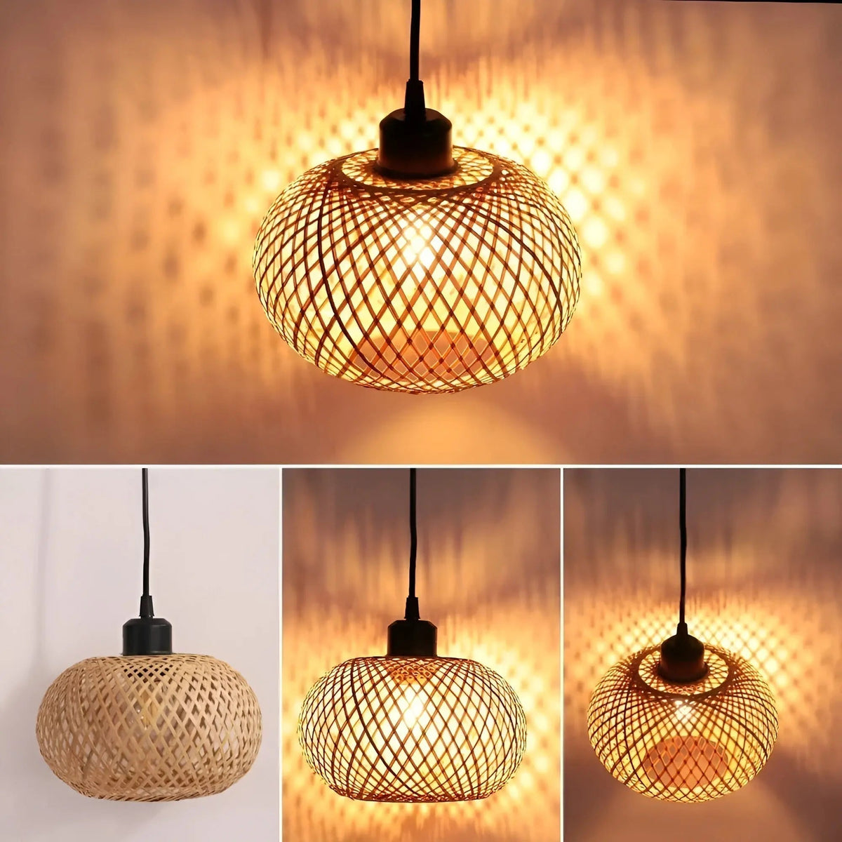 RattanShine - Woven Rattan Pendant Light for Warm Ambient Lighting