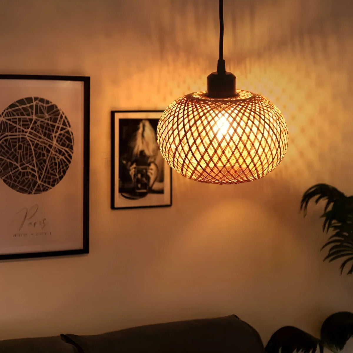 RattanShine - Woven Rattan Pendant Light for Warm Ambient Lighting
