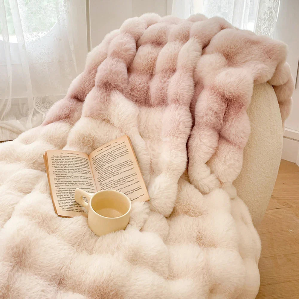 PlushGlow - Cozy Faux Fur Throw Blanket for Luxurious Comfort