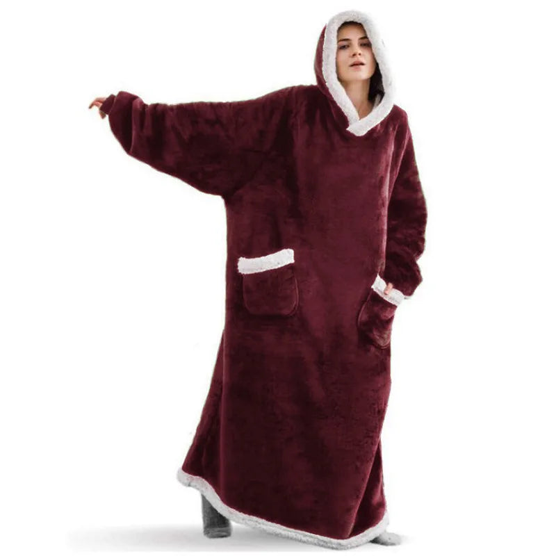 SleeveSnug - Oversized Flannel Sweatshirt Blanket for Winter