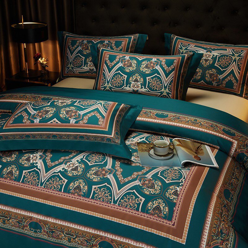 Vintage Grandeur - Navy Blue Egyptian Cotton Duvet Set