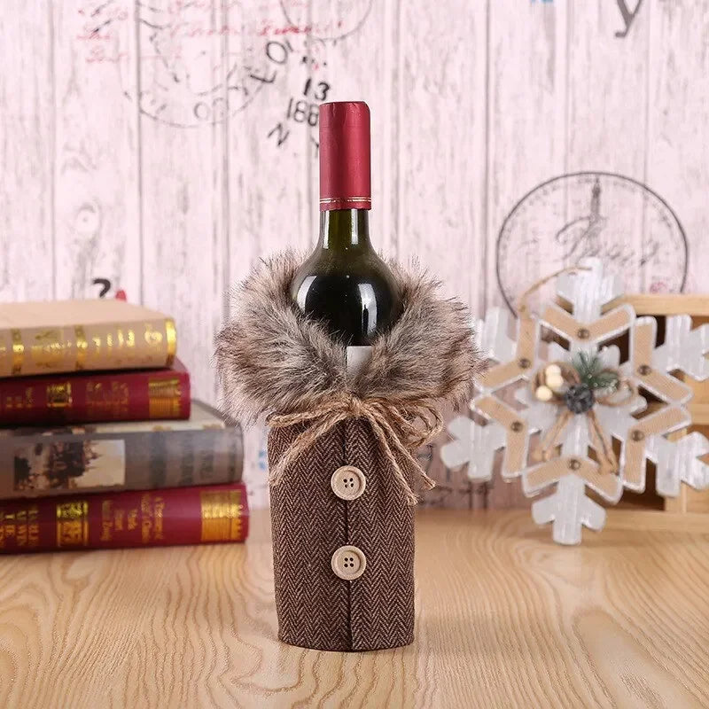 Festive Cheers - Elegant Christmas Wine Bottle Cover