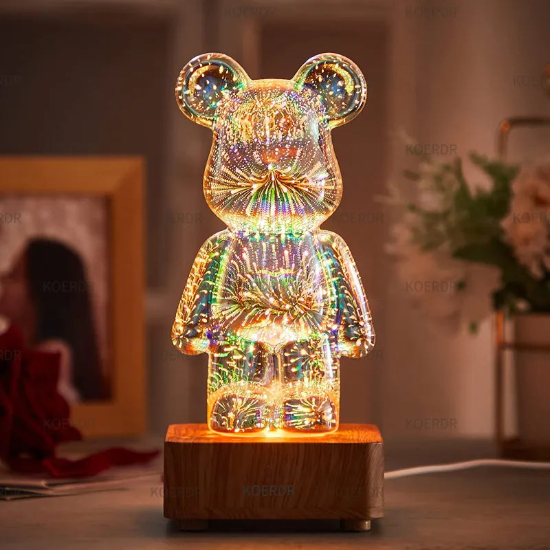 StarBear - Lampe 3D Effet Feux d'Artifice Magique