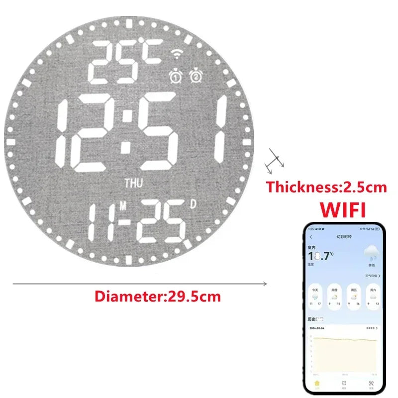 WiFiTime Clock - Horloge Murale LED Connectée avec Calendrier