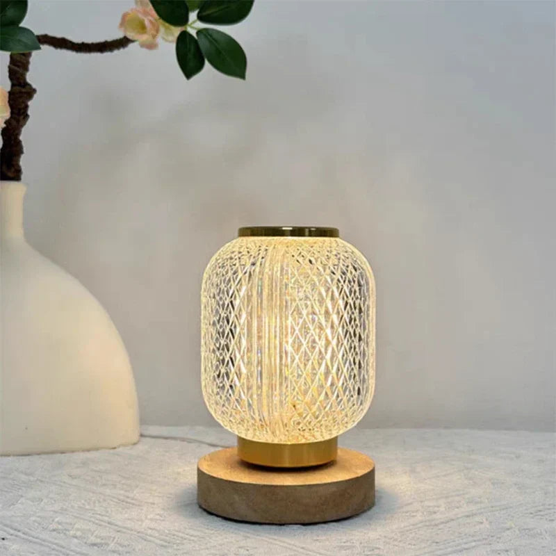 Crystal Table Lamp - Dimmable Gold Lamp with Luxury Crystal Design