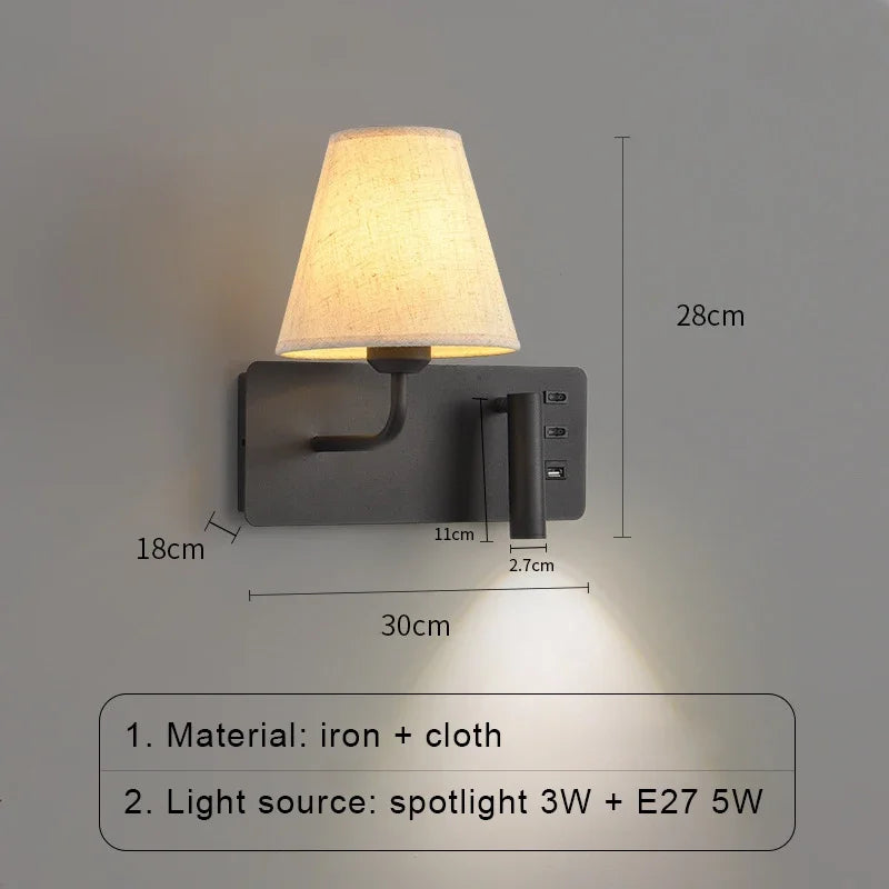 LuminoWall - Minimalist USB Wall Sconce with Reading Light