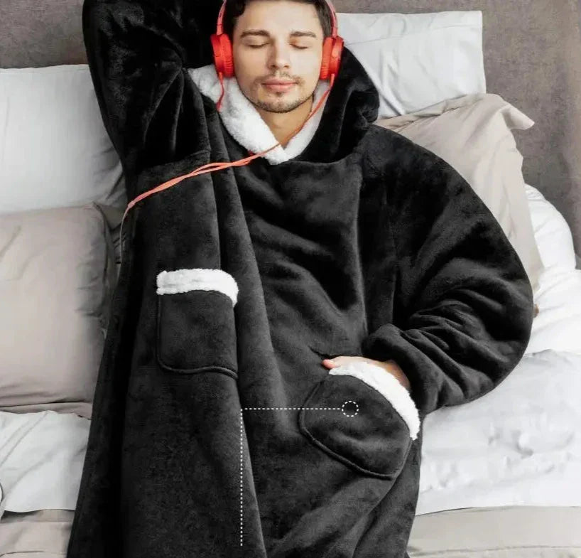 SleeveSnug - Oversized Flannel Sweatshirt Blanket for Winter