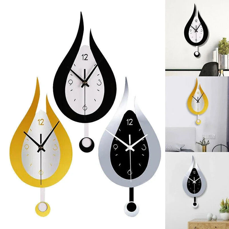 WaterDrop Clock - Minimalist Drop-Shaped Pendulum Wall Clock