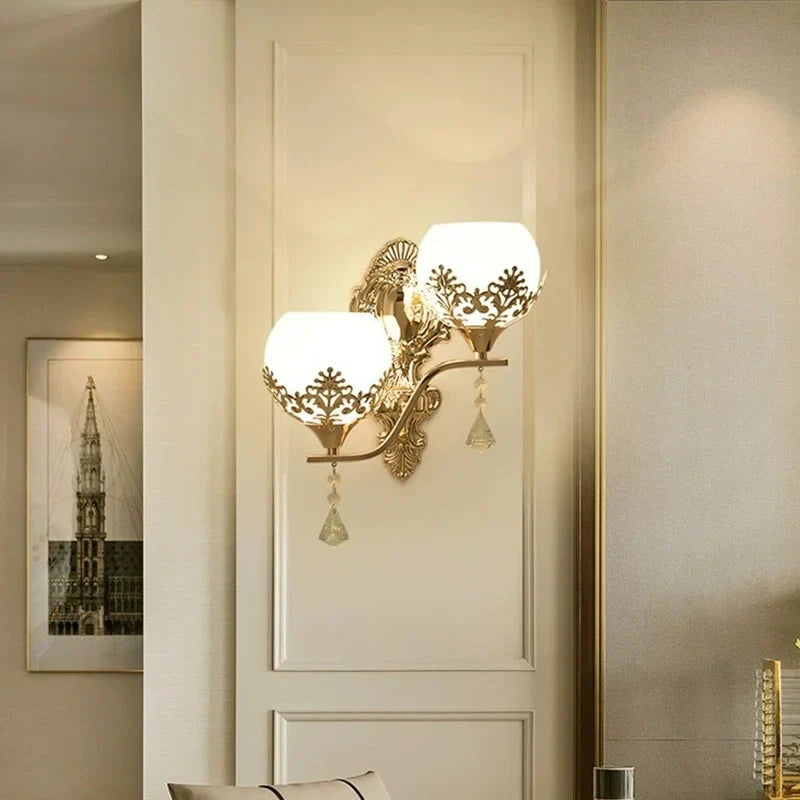 Saphira - Golden K9 Crystal LED Wall Sconce
