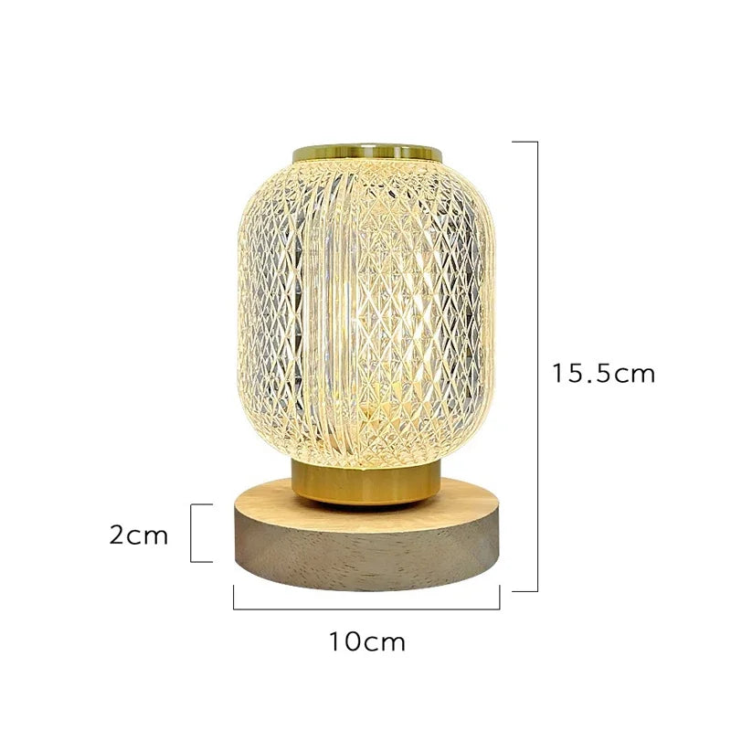 Crystal Table Lamp - Dimmable Gold Lamp with Luxury Crystal Design