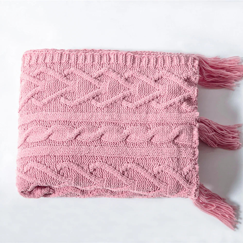 HeartCozy - Heart-Fringe Knitted Chenille Throw