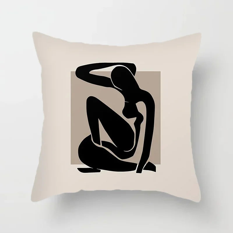 Aurum Cushion Cover - Black and White Abstract Print Decorative Cover