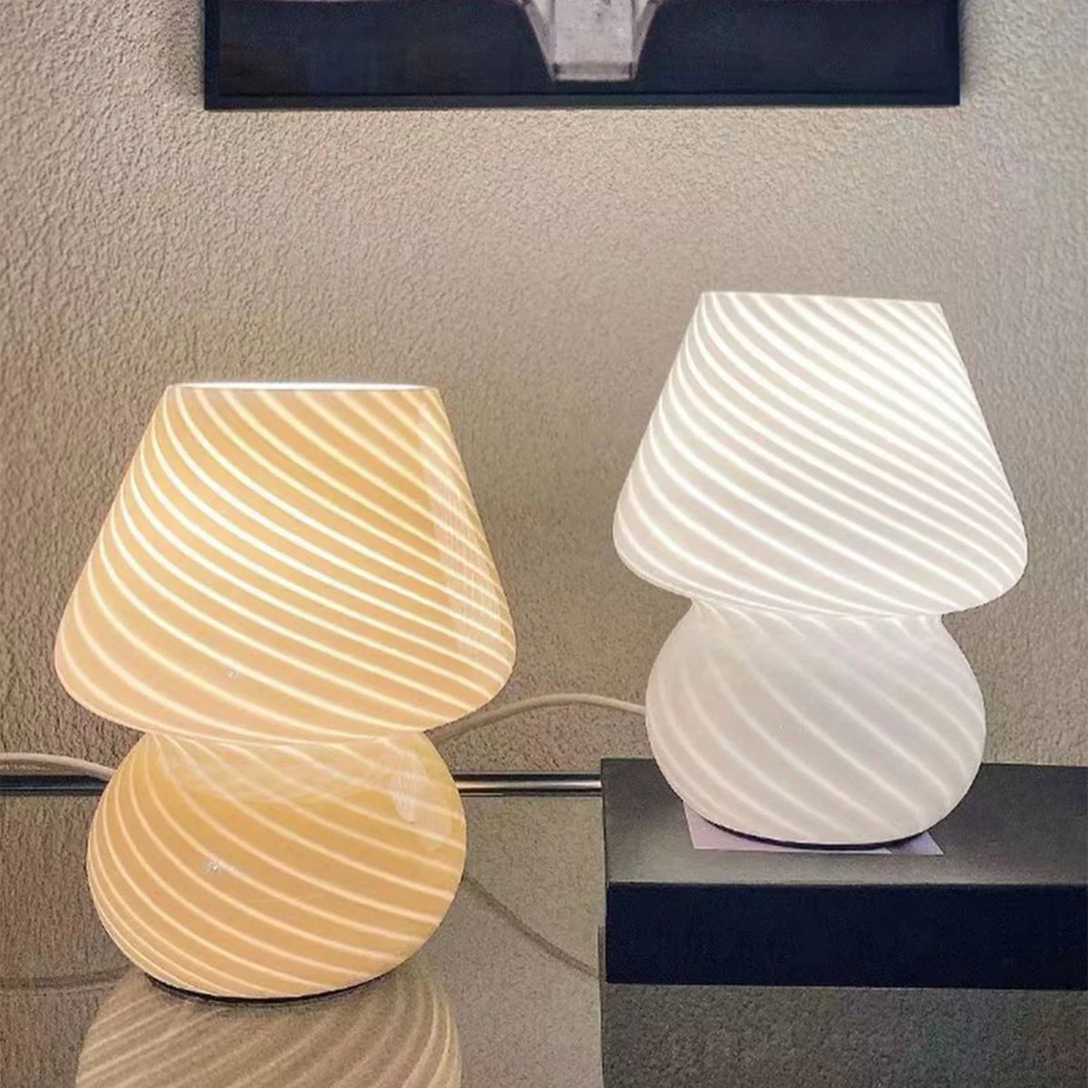 Murano Table Lamp - Mushroom Glass Lamp for a Warm Ambiance