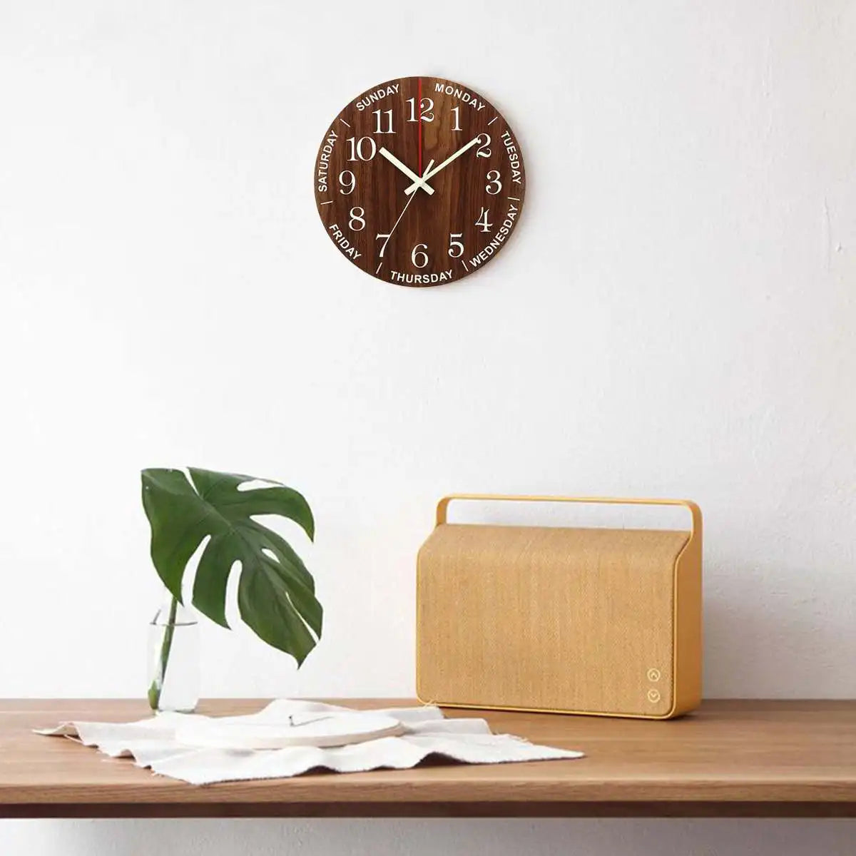 GlowClock - Wooden Wall Clock with Glow-in-the-Dark Numbers