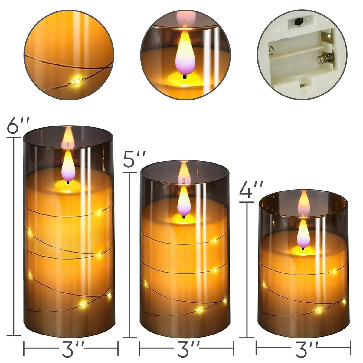 Flameflex - Realistic Flame LED Candles, Set of 3