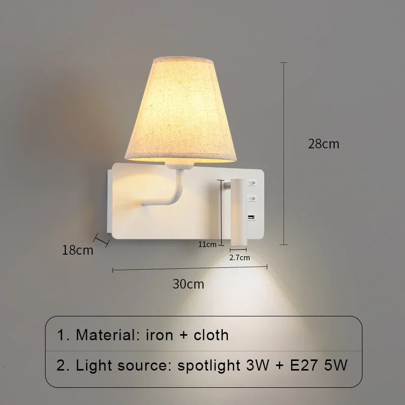 LuminoWall - Minimalist USB Wall Sconce with Reading Light