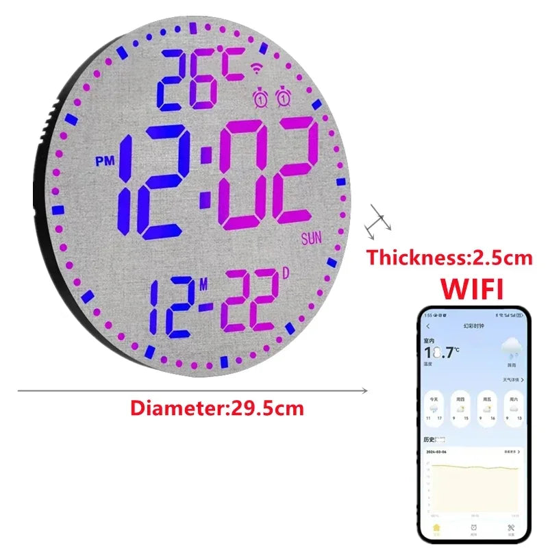 WiFiTime Clock - Horloge Murale LED Connectée avec Calendrier