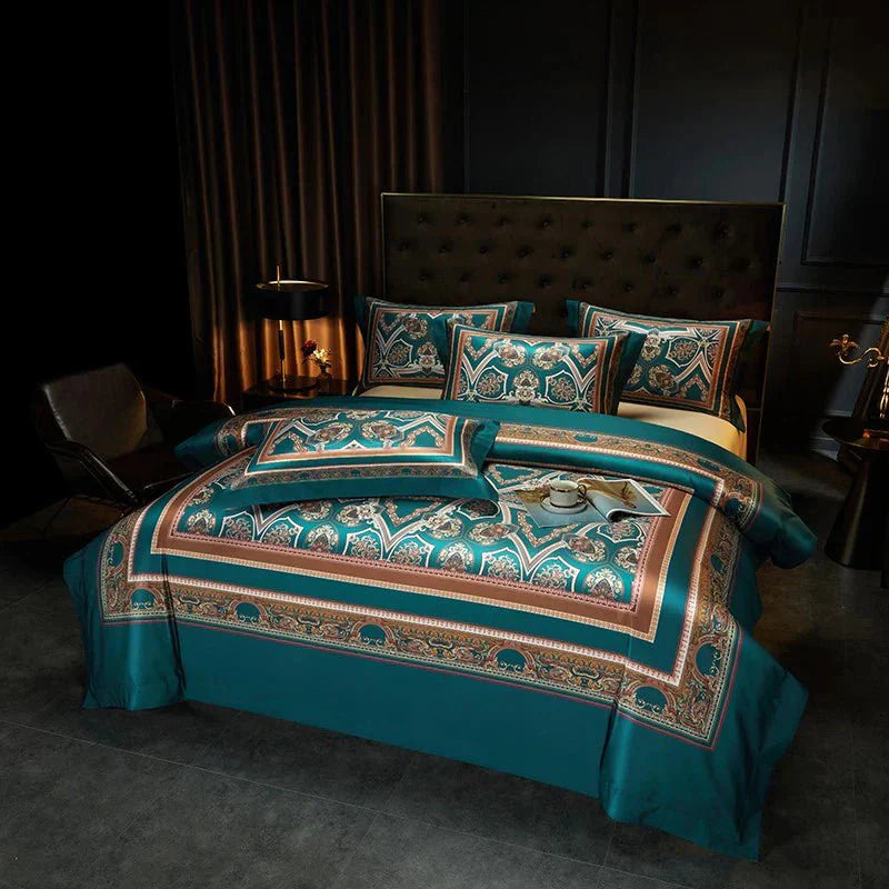 Vintage Grandeur - Navy Blue Egyptian Cotton Duvet Set