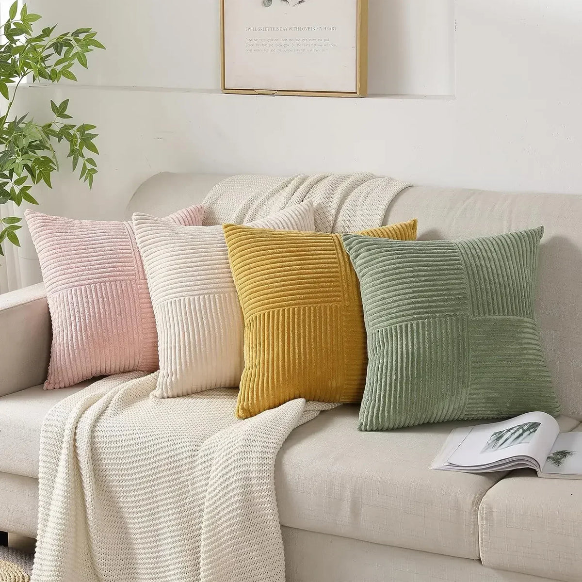 Quintessence Cushion Covers - Set of 2 Corduroy Covers for Any Interior