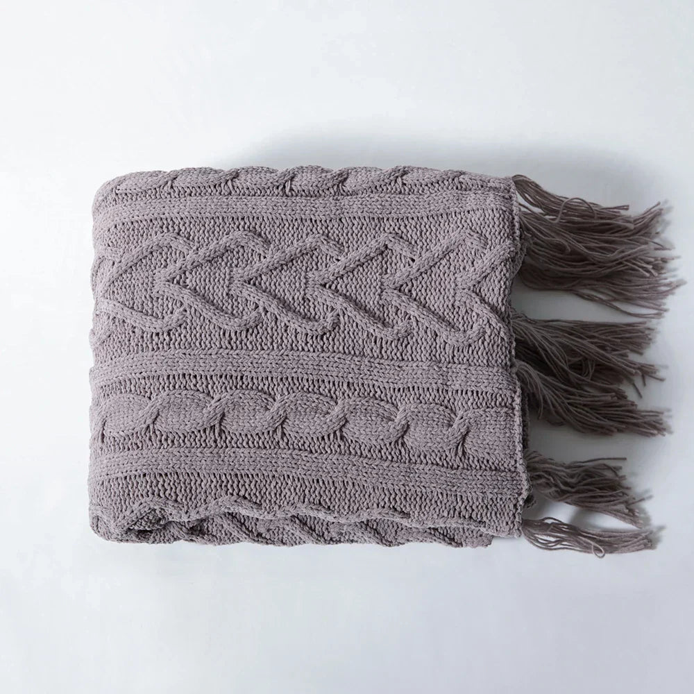 HeartCozy - Heart-Fringe Knitted Chenille Throw